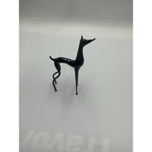 Gray Hound Dog Handblown Black Figure Art Modern Close To 8"!! S1